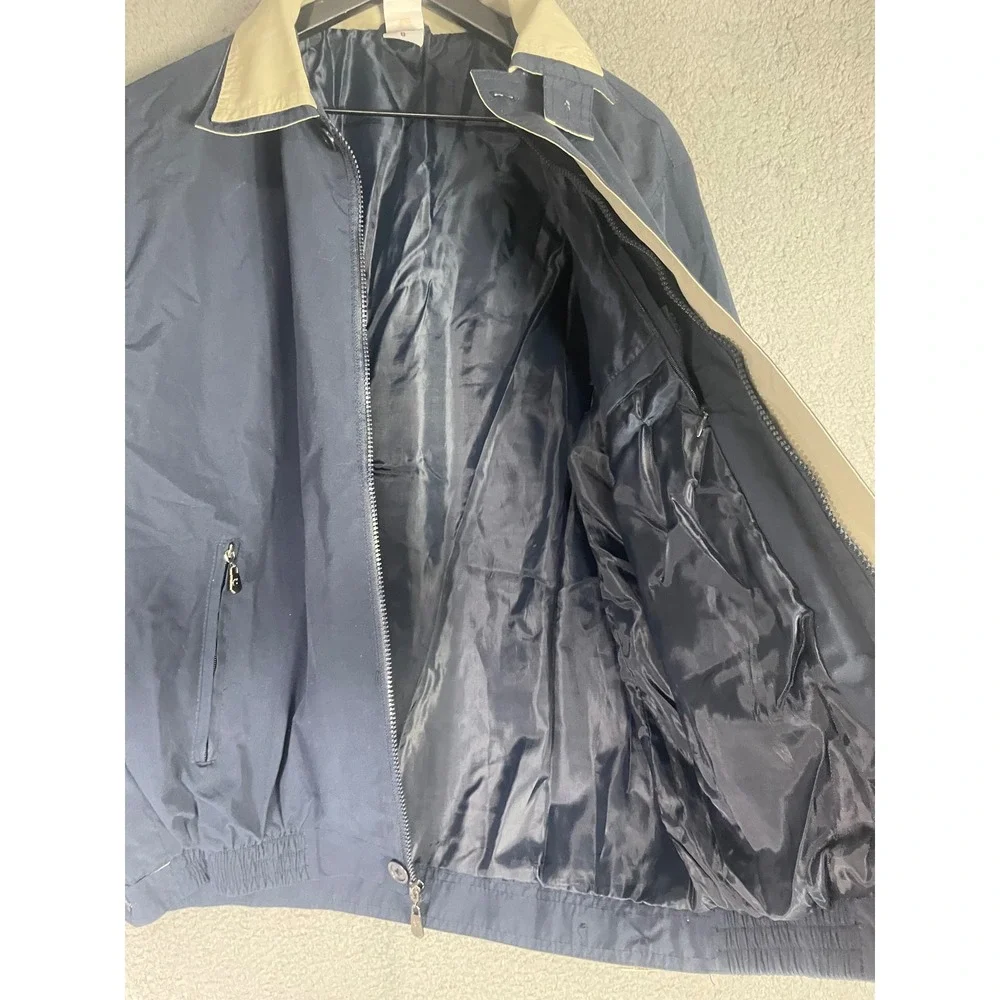 The Villages Navy Windbreaker Jacket Small Vintage Florida Golf Lined Zip